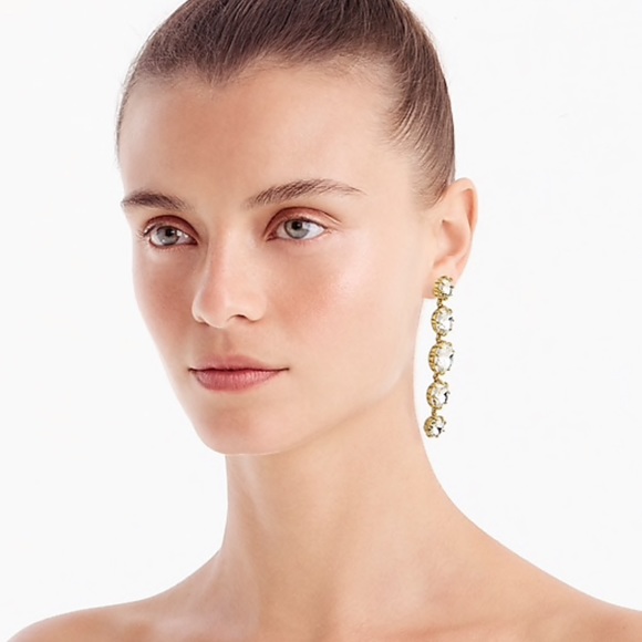 J Crew Crystal Drop Statement Earrings - Picture 2 of 4